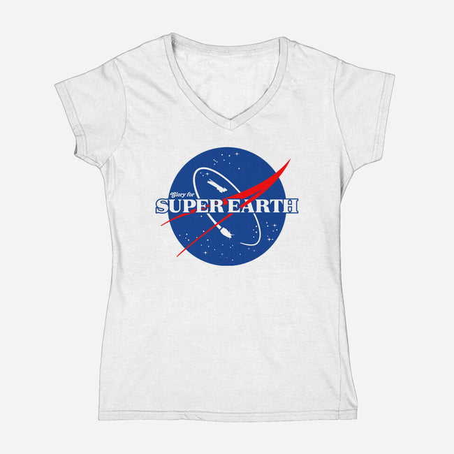 Glory For Super Earth-Womens-V-Neck-Tee-rocketman_art