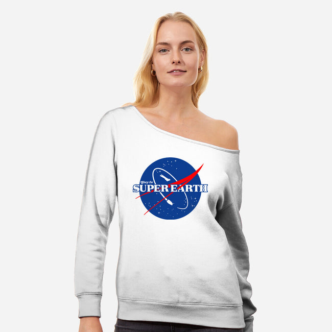 Glory For Super Earth-Womens-Off Shoulder-Sweatshirt-rocketman_art