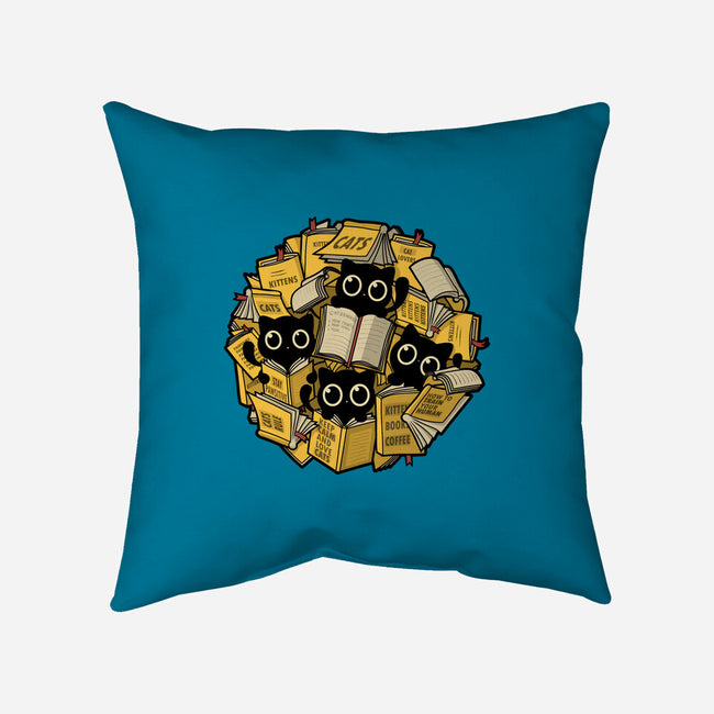 Books And Kittens-None-Removable Cover-Throw Pillow-erion_designs