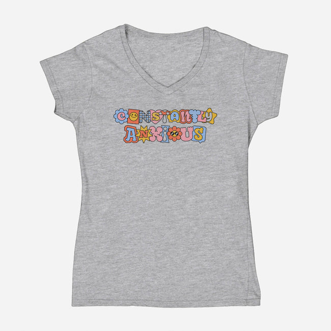 Constantly Anxious-Womens-V-Neck-Tee-eduely