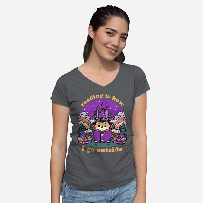 Magical Journey Cat-Womens-V-Neck-Tee-Studio Mootant