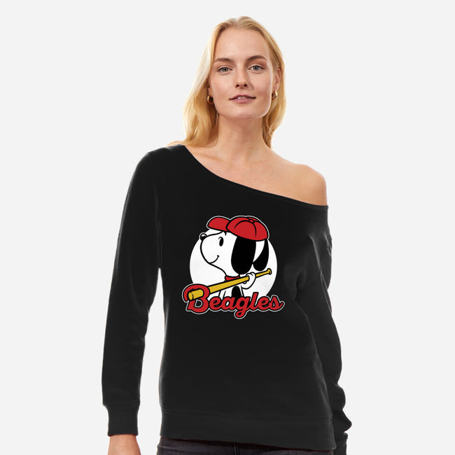 Comic Beagle Baseball-Womens-Off Shoulder-Sweatshirt-Studio Mootant