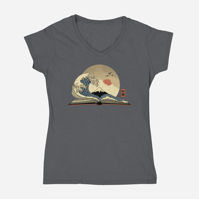 The Great Wave Of Knowledge-Womens-V-Neck-Tee-retrodivision