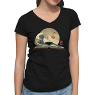 The Great Wave Of Knowledge-Womens-V-Neck-Tee-retrodivision