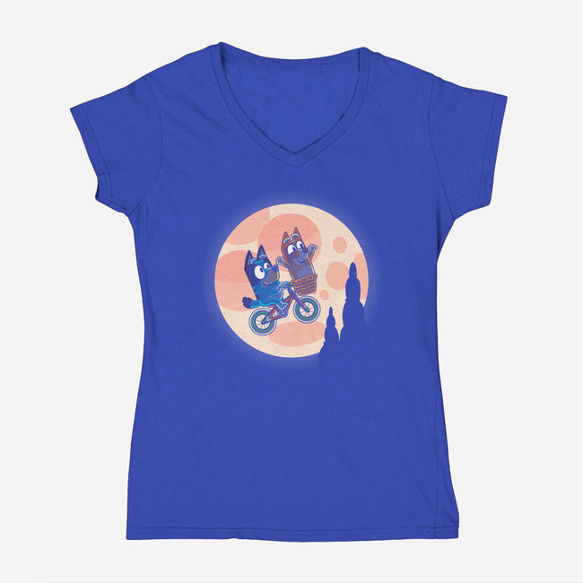 Heelers Moon-Womens-V-Neck-Tee-jasesa