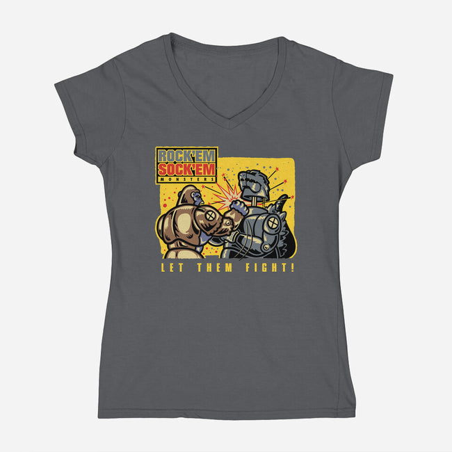 Let Em Fight-Womens-V-Neck-Tee-demonigote