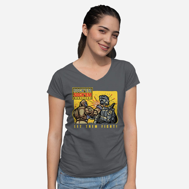 Let Em Fight-Womens-V-Neck-Tee-demonigote