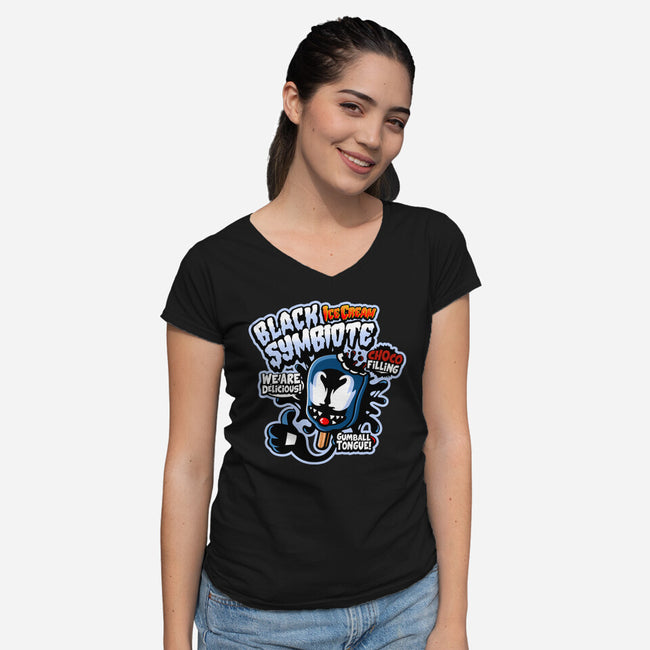 Black Symbiote Ice Cream-Womens-V-Neck-Tee-demonigote