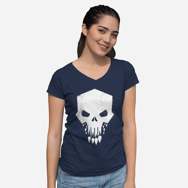 Helldivers Punisher-Womens-V-Neck-Tee-rocketman_art