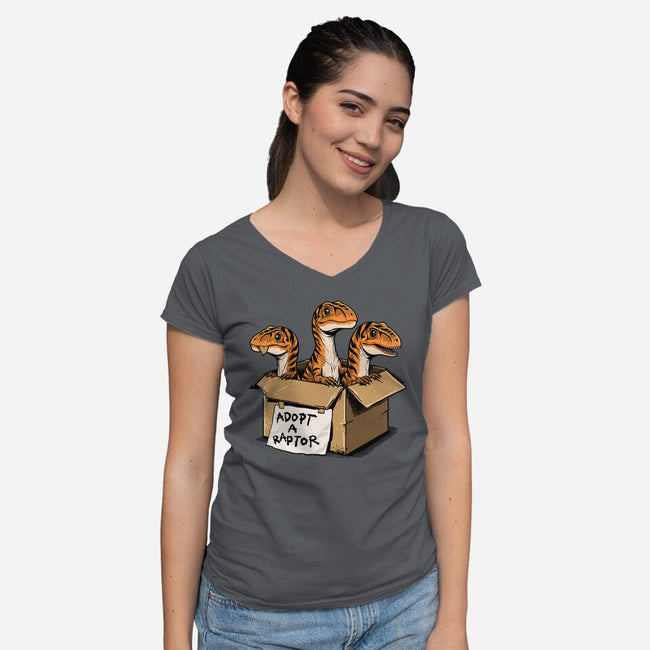 Prehistoric Adoption-Womens-V-Neck-Tee-GoshWow