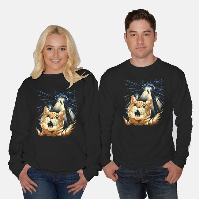 The Purrr-fect Abduction-Unisex-Crew Neck-Sweatshirt-GoshWow