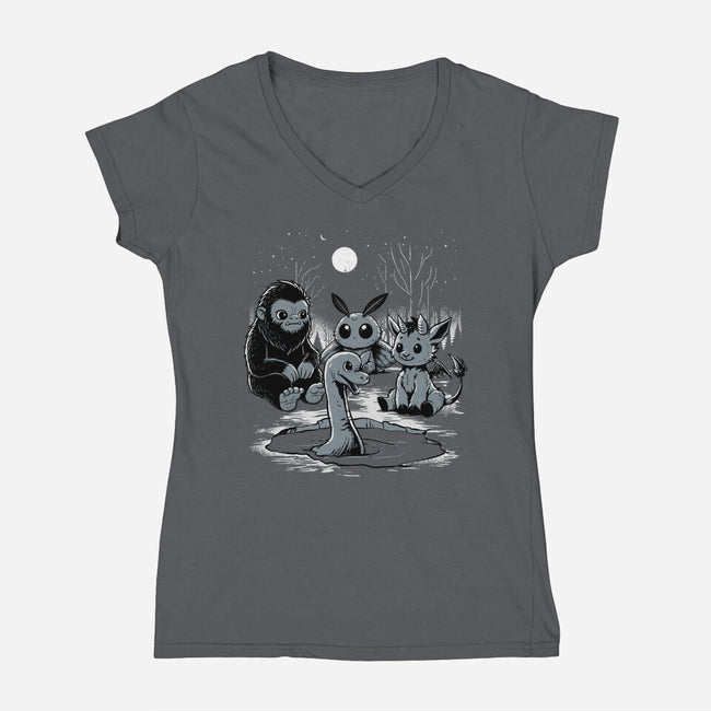 Cryptids-Womens-V-Neck-Tee-GoshWow