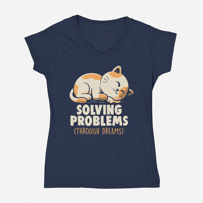 Solving Problems Through Dreams-Womens-V-Neck-Tee-koalastudio