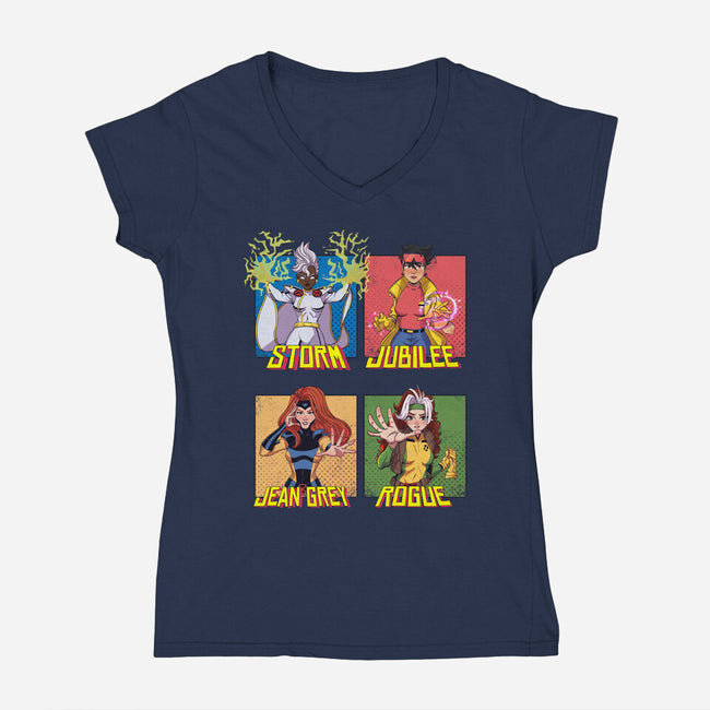 X-men 97 Girls-Womens-V-Neck-Tee-jacnicolauart