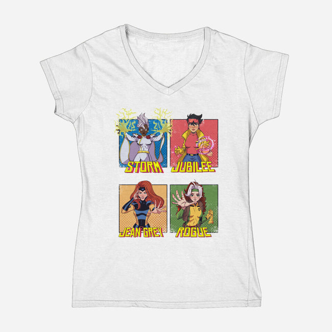 X-men 97 Girls-Womens-V-Neck-Tee-jacnicolauart