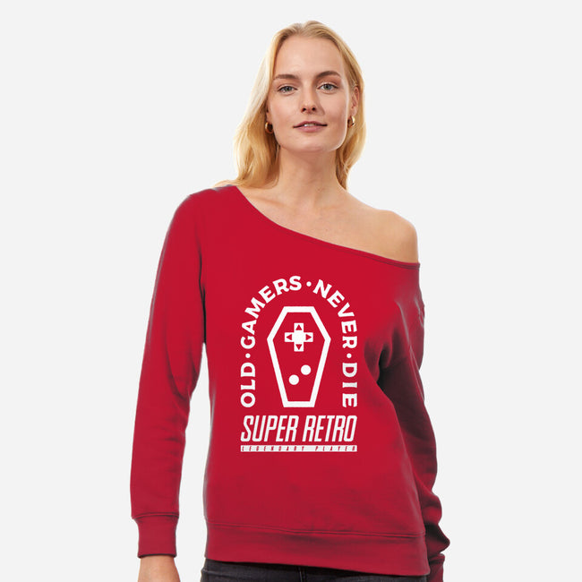 Old Gamers Never Die-Womens-Off Shoulder-Sweatshirt-demonigote