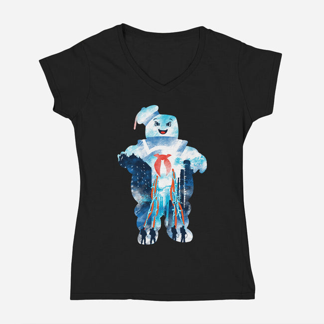 Marshmallow City-Womens-V-Neck-Tee-dalethesk8er