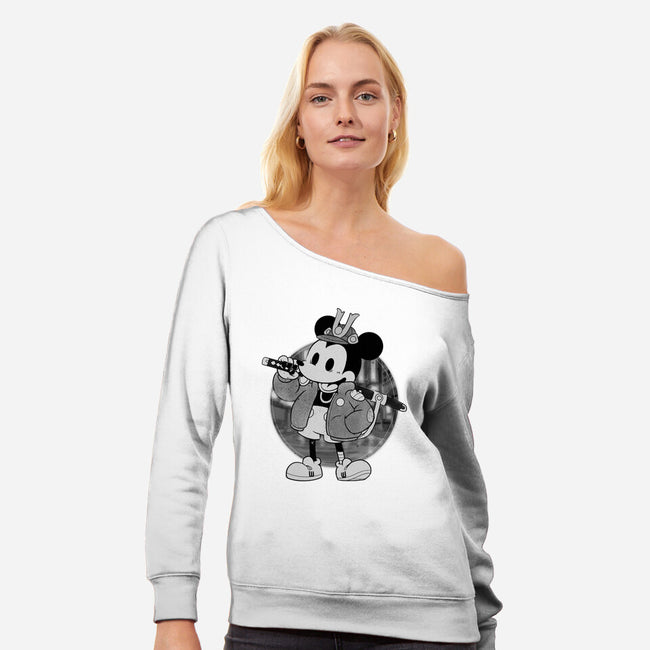 Cyber Samurai Mouse-Womens-Off Shoulder-Sweatshirt-Bruno Mota