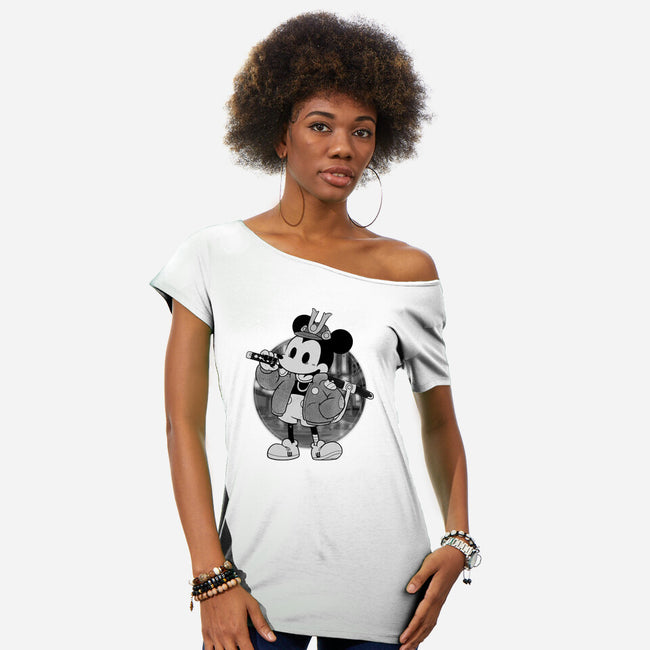 Cyber Samurai Mouse-Womens-Off Shoulder-Tee-Bruno Mota