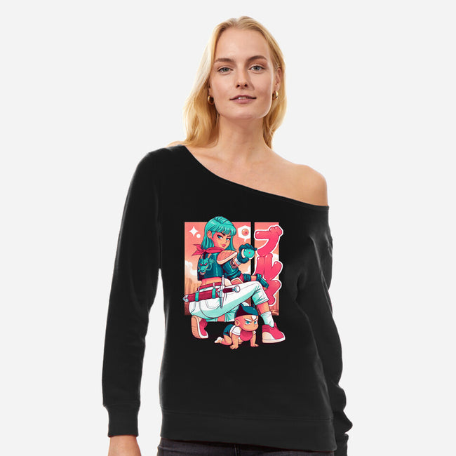 Power Mom Z-Womens-Off Shoulder-Sweatshirt-Bruno Mota