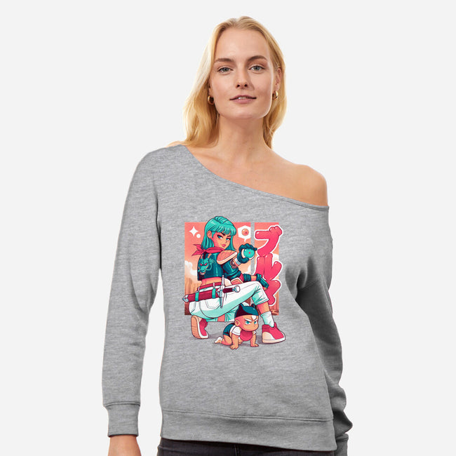 Power Mom Z-Womens-Off Shoulder-Sweatshirt-Bruno Mota