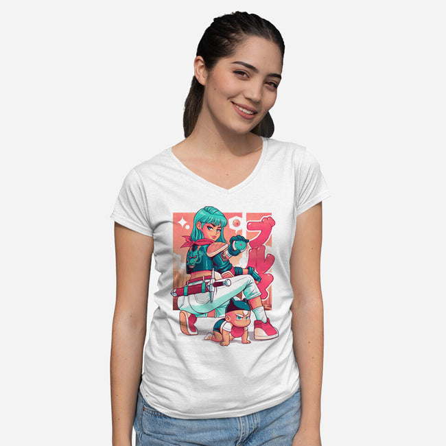 Power Mom Z-Womens-V-Neck-Tee-Bruno Mota