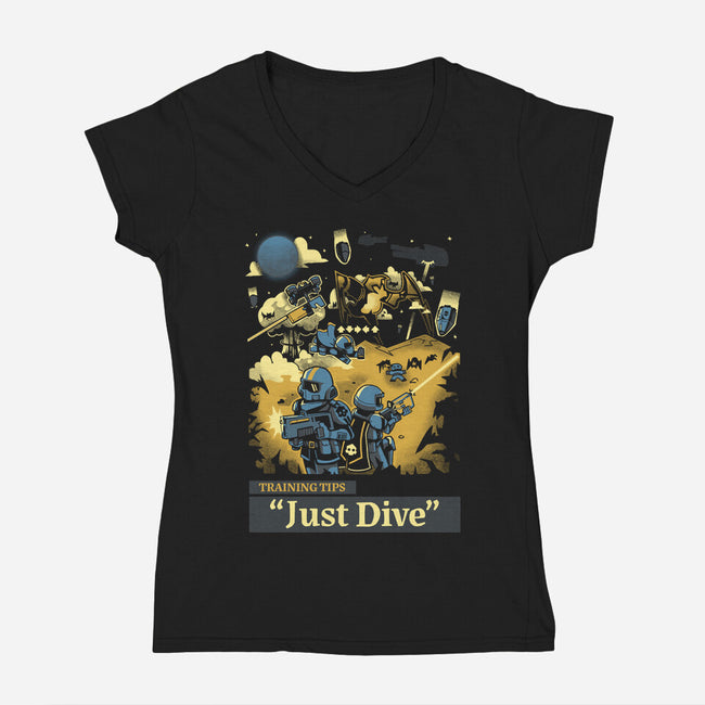 Training Tip Just Dive-Womens-V-Neck-Tee-Heyra Vieira