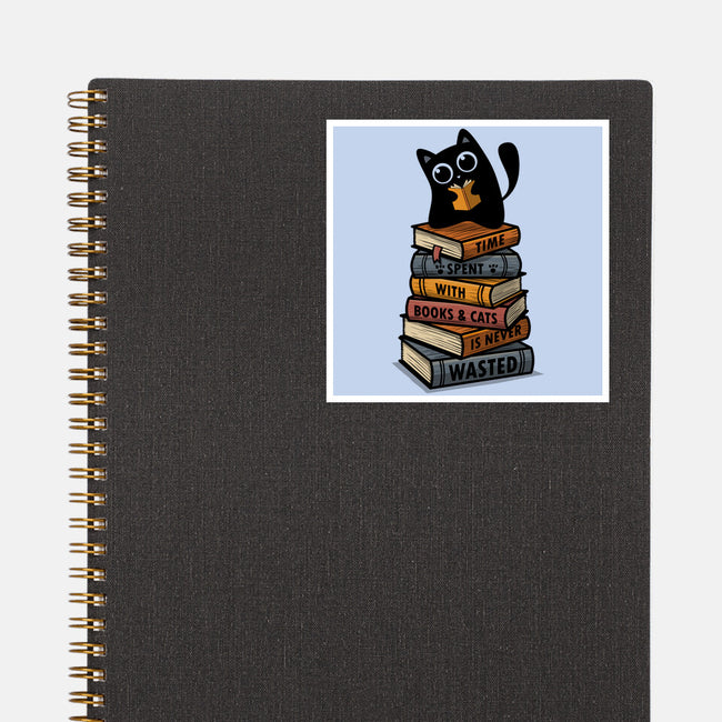 Time Spent With Books And Cats-None-Glossy-Sticker-erion_designs