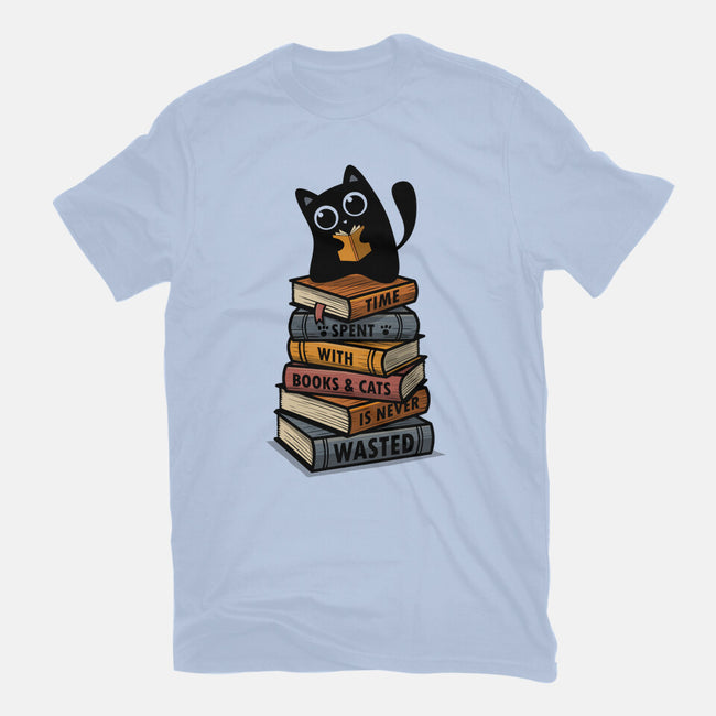 Time Spent With Books And Cats-Unisex-Basic-Tee-erion_designs