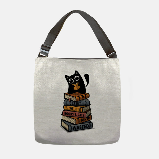 Time Spent With Books And Cats-None-Adjustable Tote-Bag-erion_designs