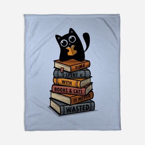 Time Spent With Books And Cats-None-Fleece-Blanket-erion_designs