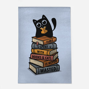 Time Spent With Books And Cats-None-Outdoor-Rug-erion_designs