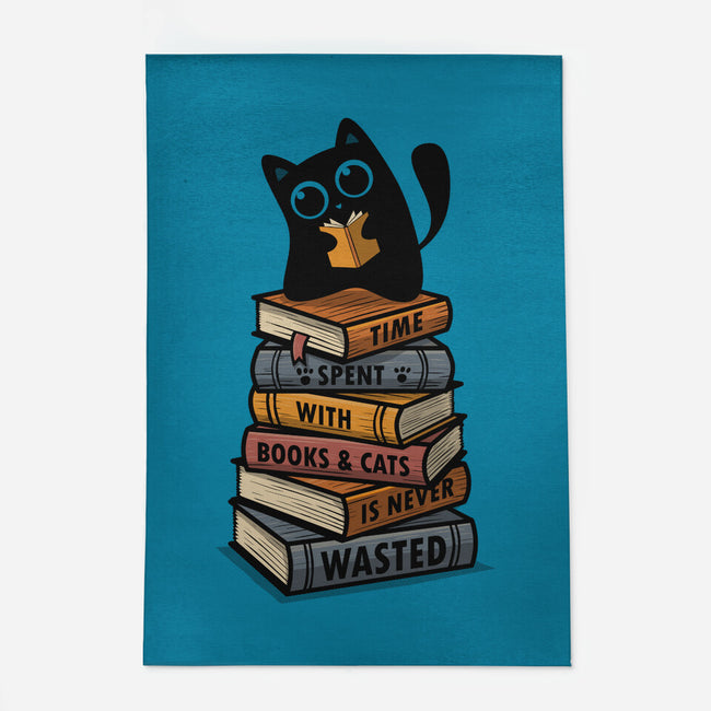 Time Spent With Books And Cats-None-Outdoor-Rug-erion_designs