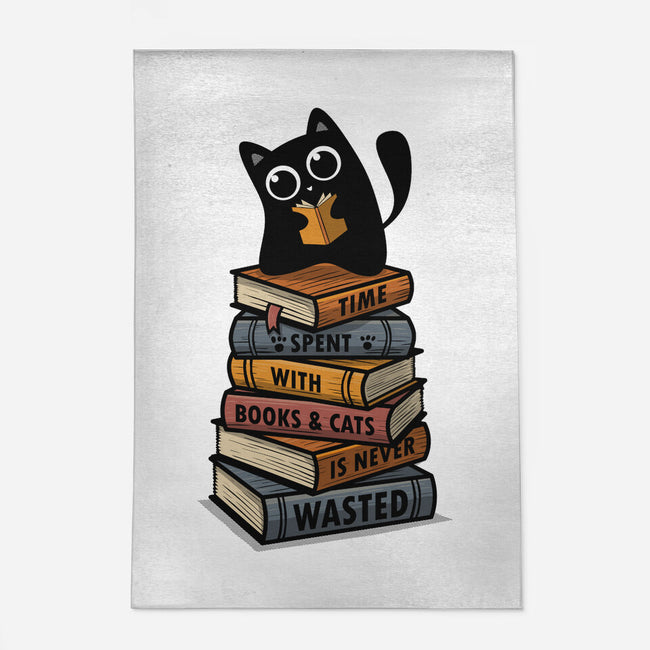 Time Spent With Books And Cats-None-Outdoor-Rug-erion_designs