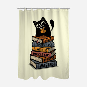 Time Spent With Books And Cats-None-Polyester-Shower Curtain-erion_designs