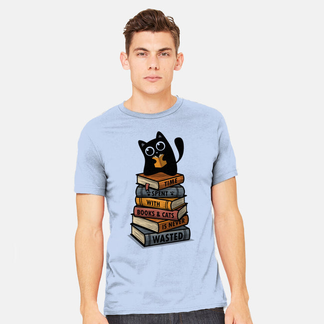 Time Spent With Books And Cats-Mens-Heavyweight-Tee-erion_designs