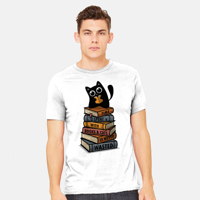 Time Spent With Books And Cats-Mens-Heavyweight-Tee-erion_designs