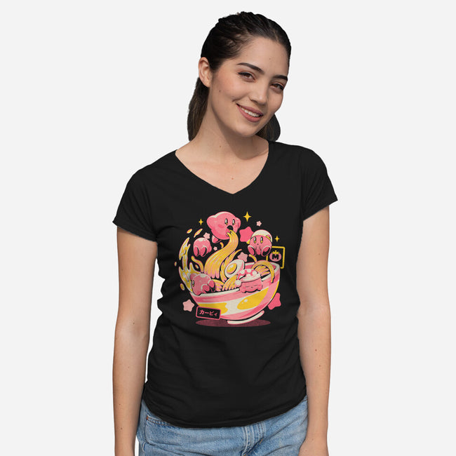 Pink Bowl-Womens-V-Neck-Tee-eduely