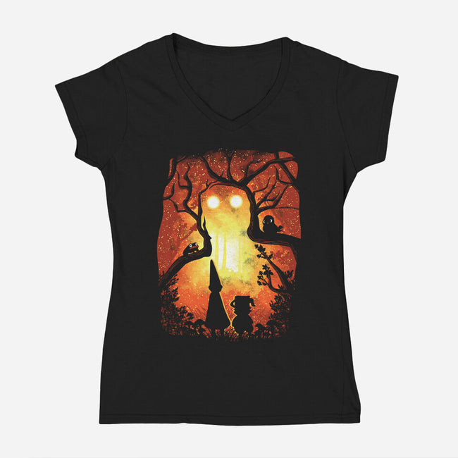 Enchanted Forest-Womens-V-Neck-Tee-dalethesk8er