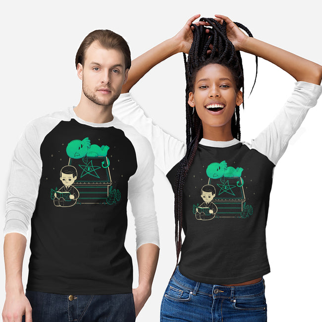 Cthulhu On Peanuts House-Unisex-Baseball-Tee-xMorfina