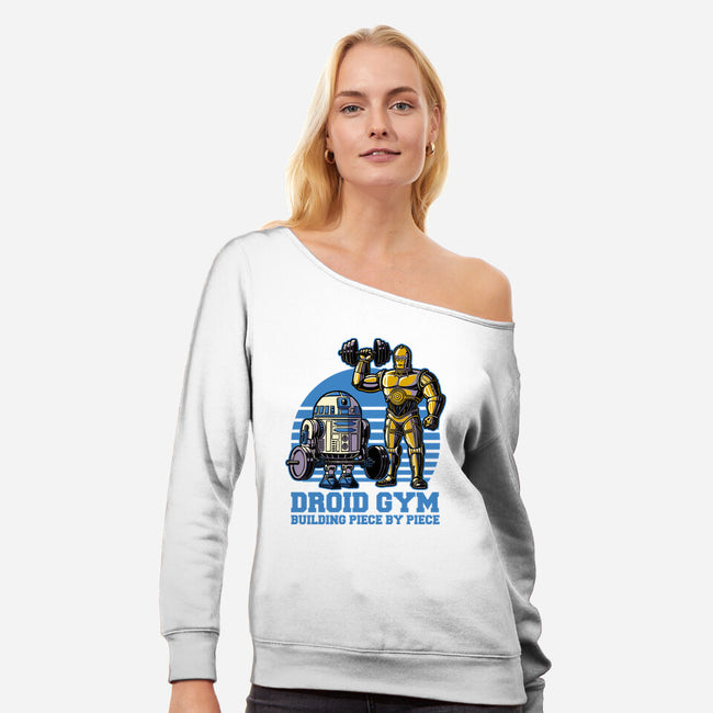 Android Space Gym-Womens-Off Shoulder-Sweatshirt-Studio Mootant