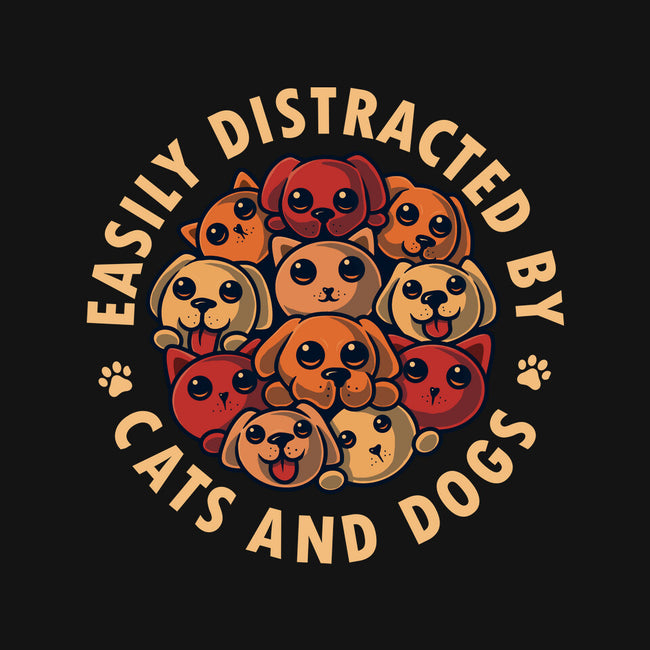 Easily Distracted By Cats And Dogs-Womens-Basic-Tee-erion_designs