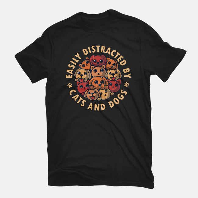 Easily Distracted By Cats And Dogs-Mens-Heavyweight-Tee-erion_designs