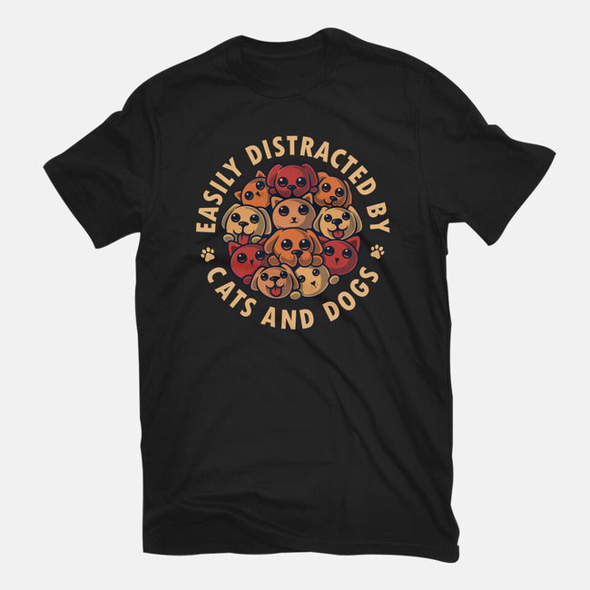 Easily Distracted By Cats And Dogs-Womens-Fitted-Tee-erion_designs