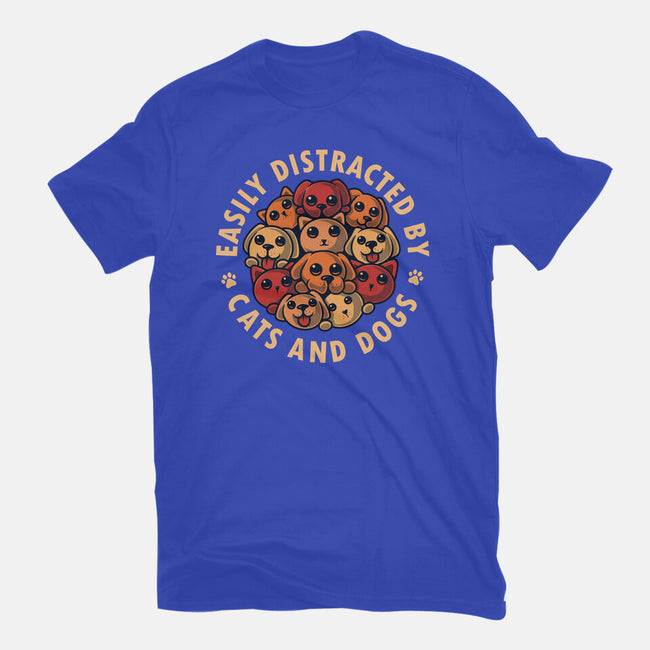 Easily Distracted By Cats And Dogs-Mens-Heavyweight-Tee-erion_designs