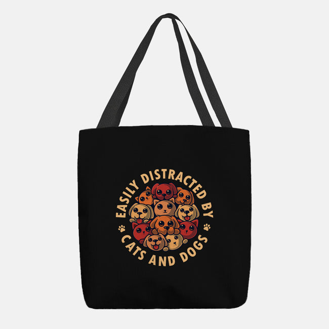 Easily Distracted By Cats And Dogs-None-Basic Tote-Bag-erion_designs