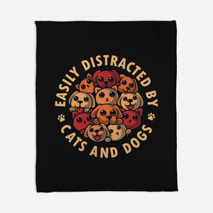 Easily Distracted By Cats And Dogs-None-Fleece-Blanket-erion_designs
