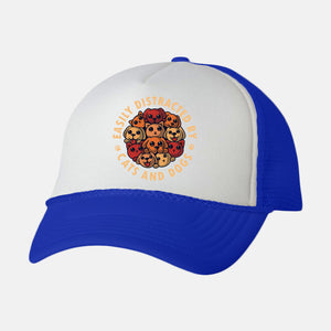 Easily Distracted By Cats And Dogs-Unisex-Trucker-Hat-erion_designs