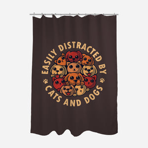Easily Distracted By Cats And Dogs-None-Polyester-Shower Curtain-erion_designs