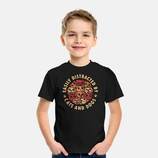 Easily Distracted By Cats And Dogs-Youth-Basic-Tee-erion_designs